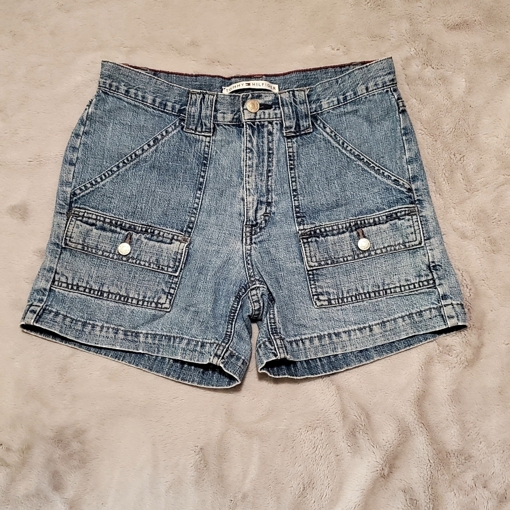 Vintage Tommy Hilfiger Denim Blue Jean. Cargo Women's Shorts Size 6